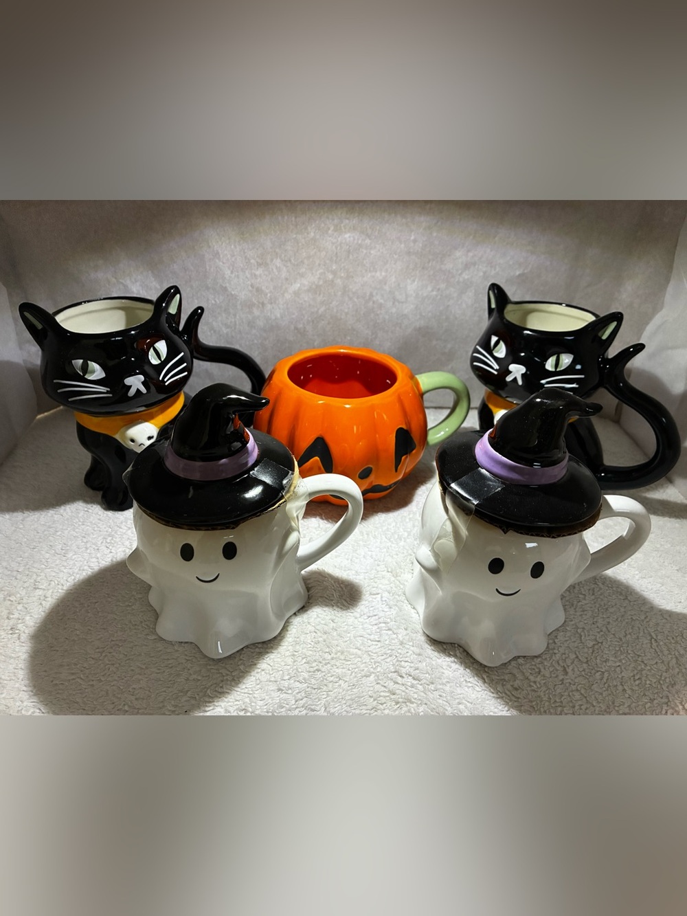 Hyde&eek Halloween Ceramic Ghost and Pumpkin Mug Set - White and Orange - Picture 2 of 3